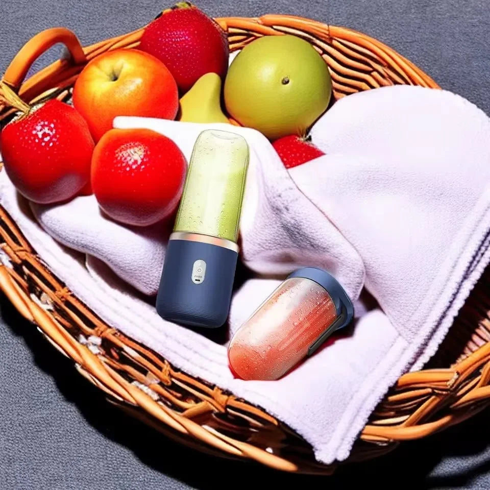 Fruit basket with a small electronic device on a gray background