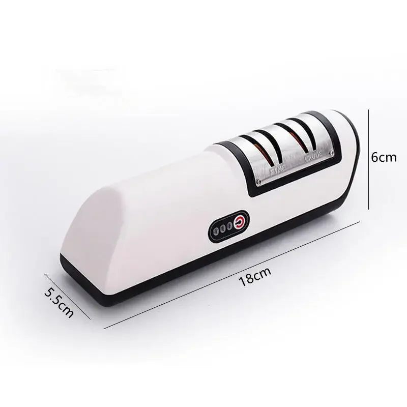 White and black electronic device with measurement details on a white background