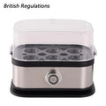 Egg cooker with transparent lid on a white background