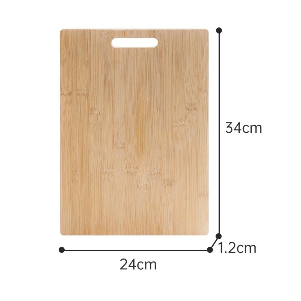 Wooden cutting board with dimensions labeled on a white background