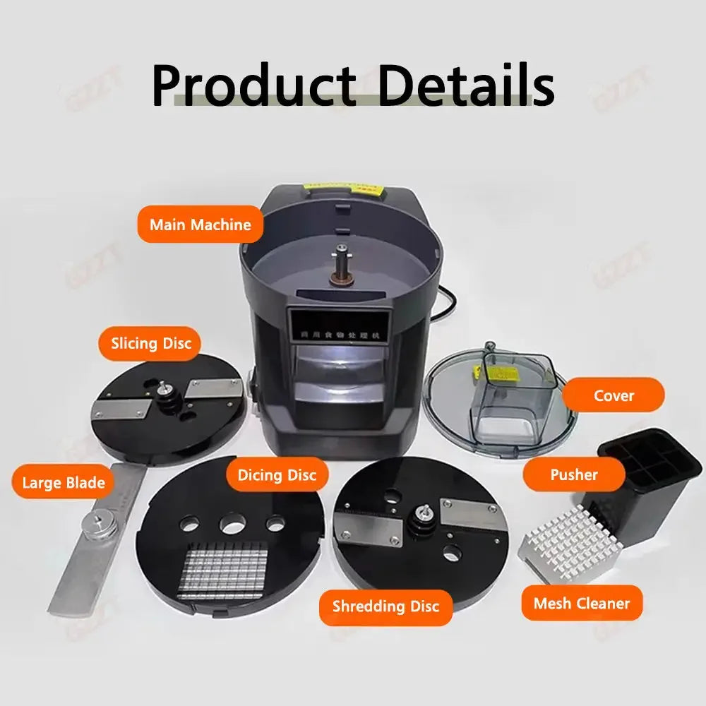 Product details of a kitchen appliance with labeled parts on a white background