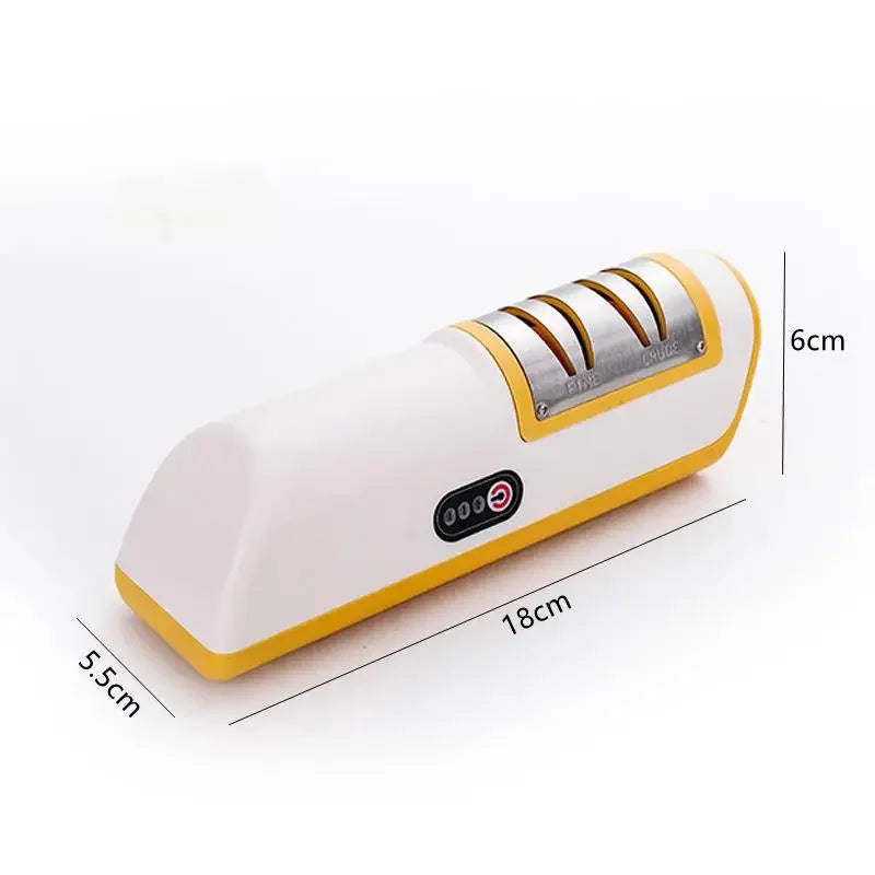 Knife sharpener with dimensions labeled on a white background